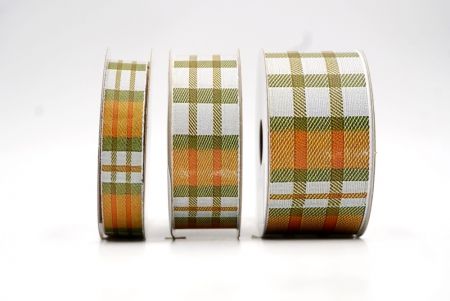 Elfenbein, Bernstein und Khaki Herbst Plaid-Ribbon_AI